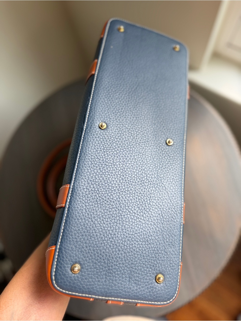 Dooney & Bourke Navy Blue Pebbled Leather Satchel 14.5” x 8.5” x 5.25” Pretty! - Picture 5 of 12